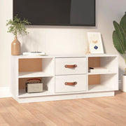 Mobile Porta TV Bianco 100x34x40 cm in Legno Massello di Pino