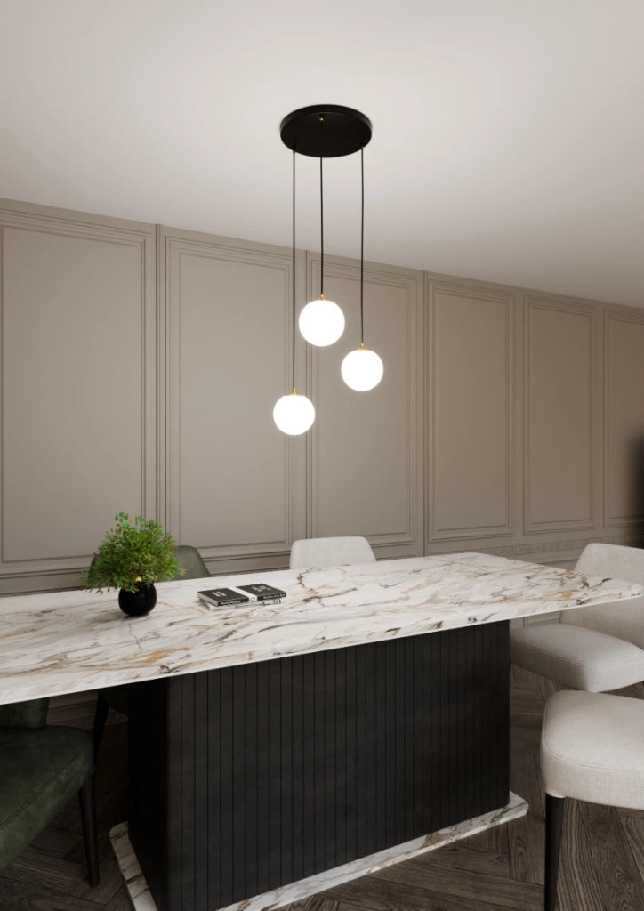 Lampadario Emibig Royal 3 luci E14 vetro bianco oro