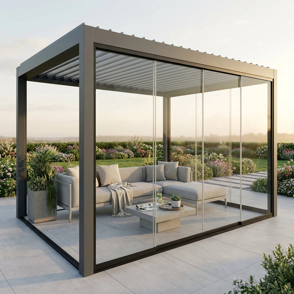 Parete laterale in vetro per pergola bioclimatica Tony - TONY