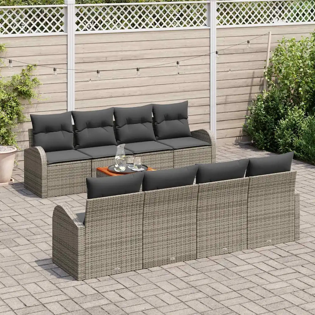Set Divano da Giardino 9 pcs Grigio polyrattan 3356221