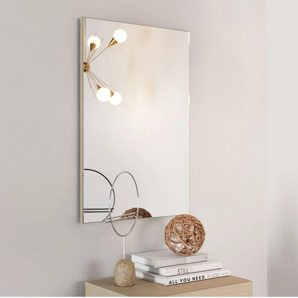 Pinerolo, Specchio kit Fissaggio a Muro Incluso, 51x76.5h cm Beige