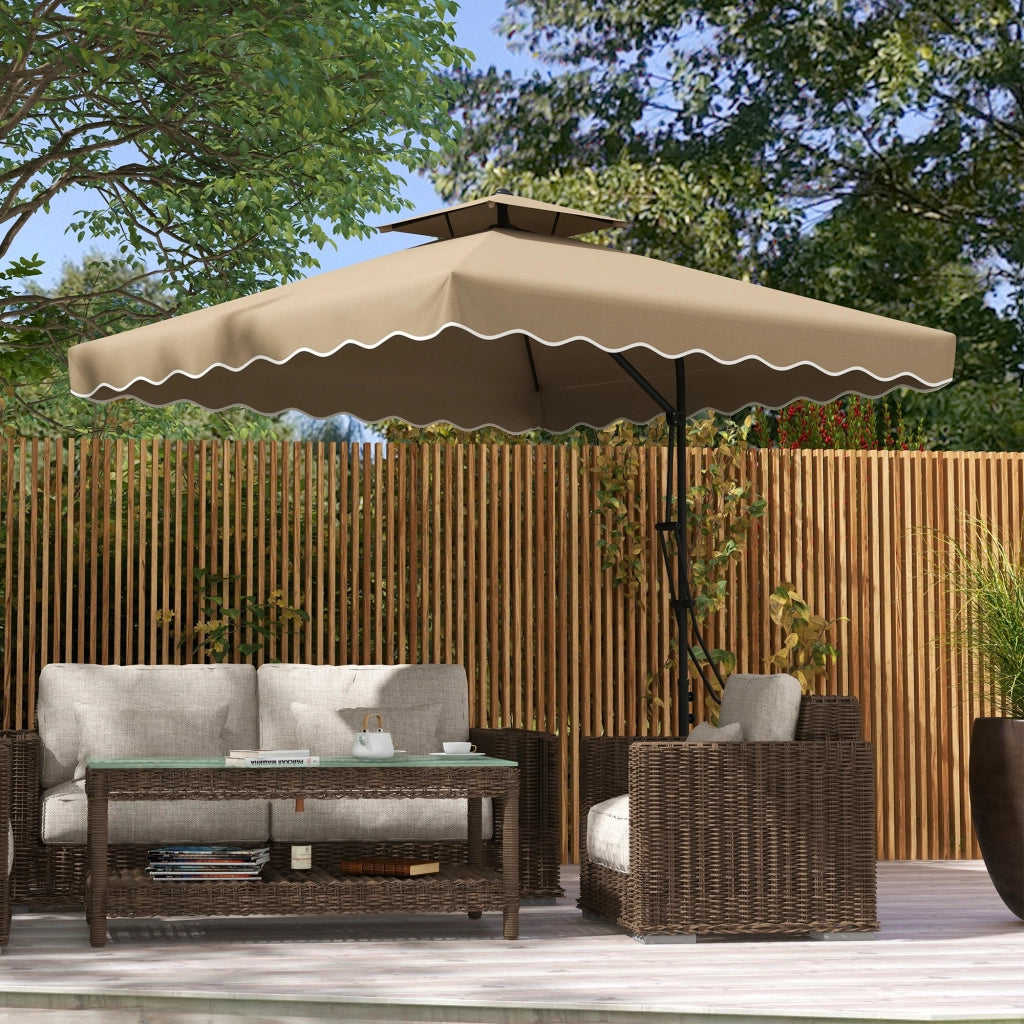 Parasol d¨¦port¨¦ quadrato per giardino ¨C zephmum ¨C kaki 243x243x251 cm