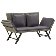 Panca da giardino mobili da esterno per patio mobili da terrazza con cuscini 176 cm resina intrecciata grigia 02_0011592