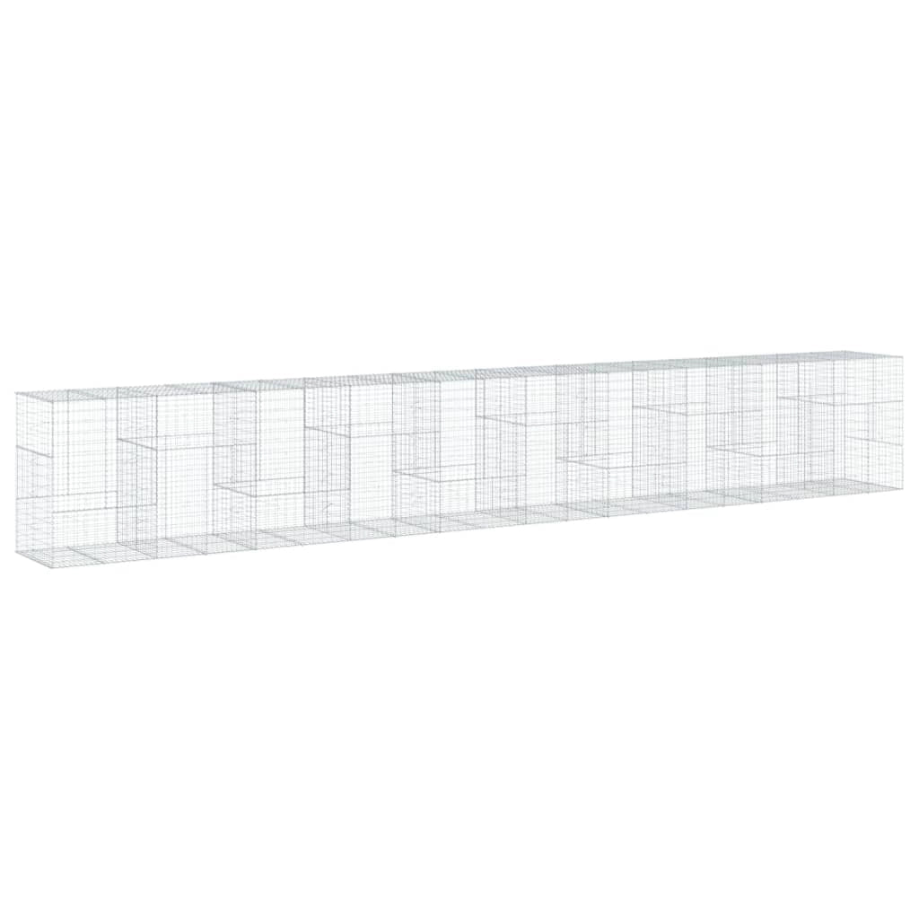 Gabbione recinto a gabbia muro di contenimento con coperchio 1000 x 100 x 150 cm ferro zincato argento 02_0040112