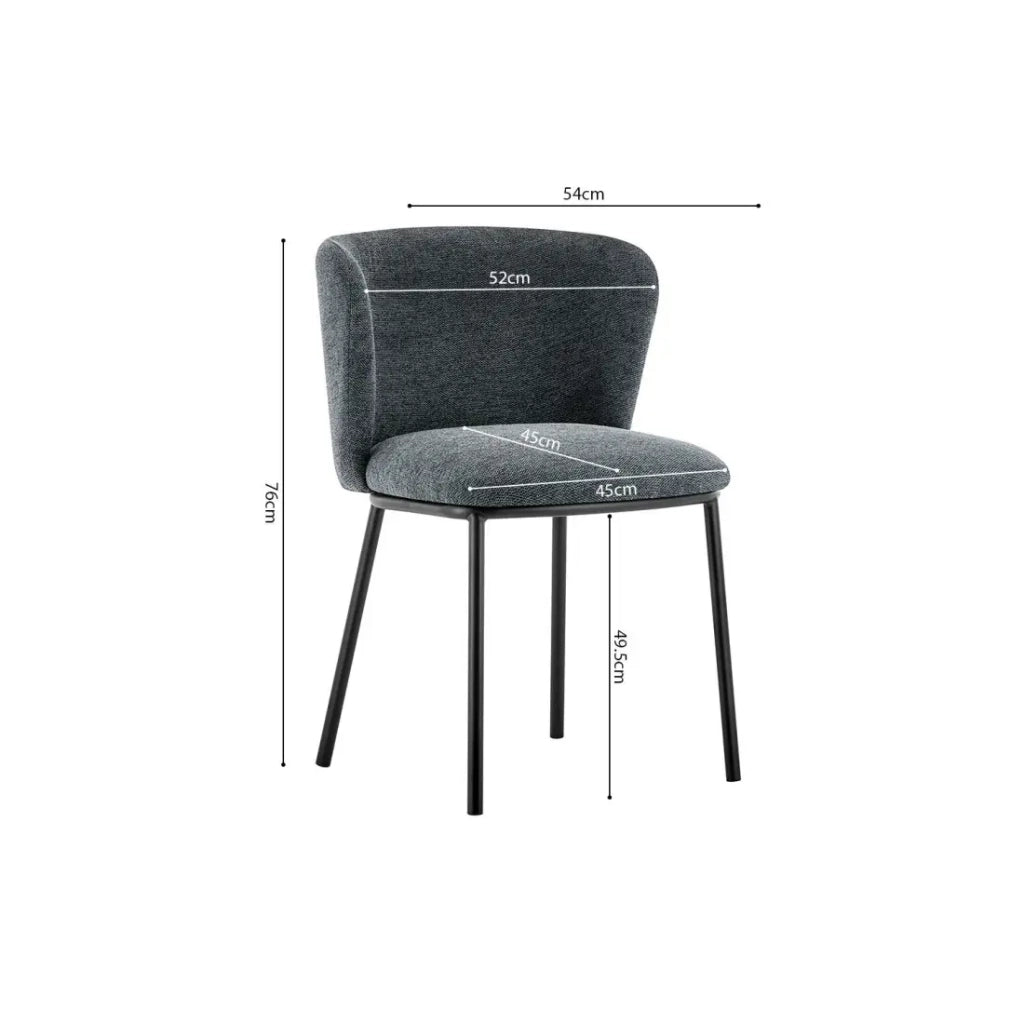 Sedia ARTHUS – Tessuto grigio scuro – Struttura metallo nero – H76 x L52 x P54 cm