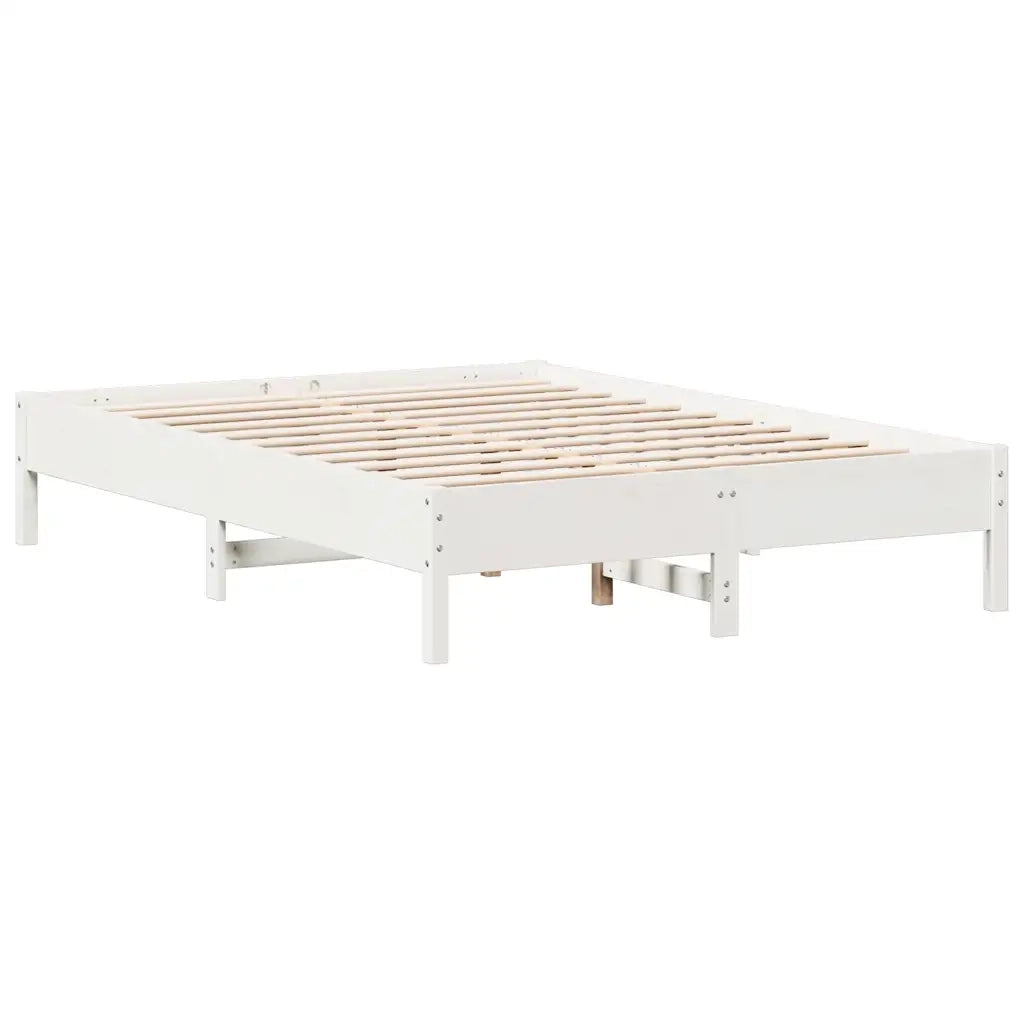 Letto Libreria senza Materasso-Struttura Letto con contenitore Bianco 140x190 cm Legno di Pino 409840