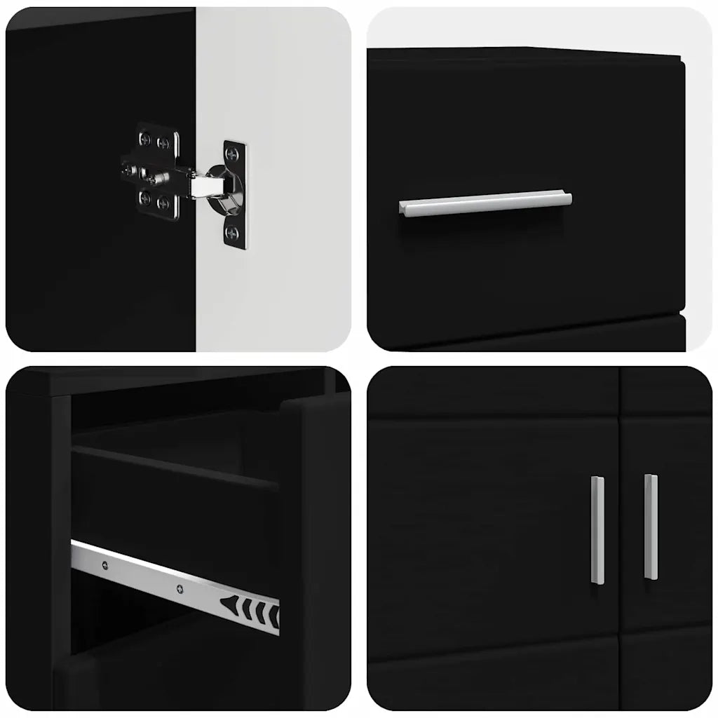 Credenza-Buffet-Armadio da cucina Nero 88,5 x 30,5 x 73 cm Legno multistrato