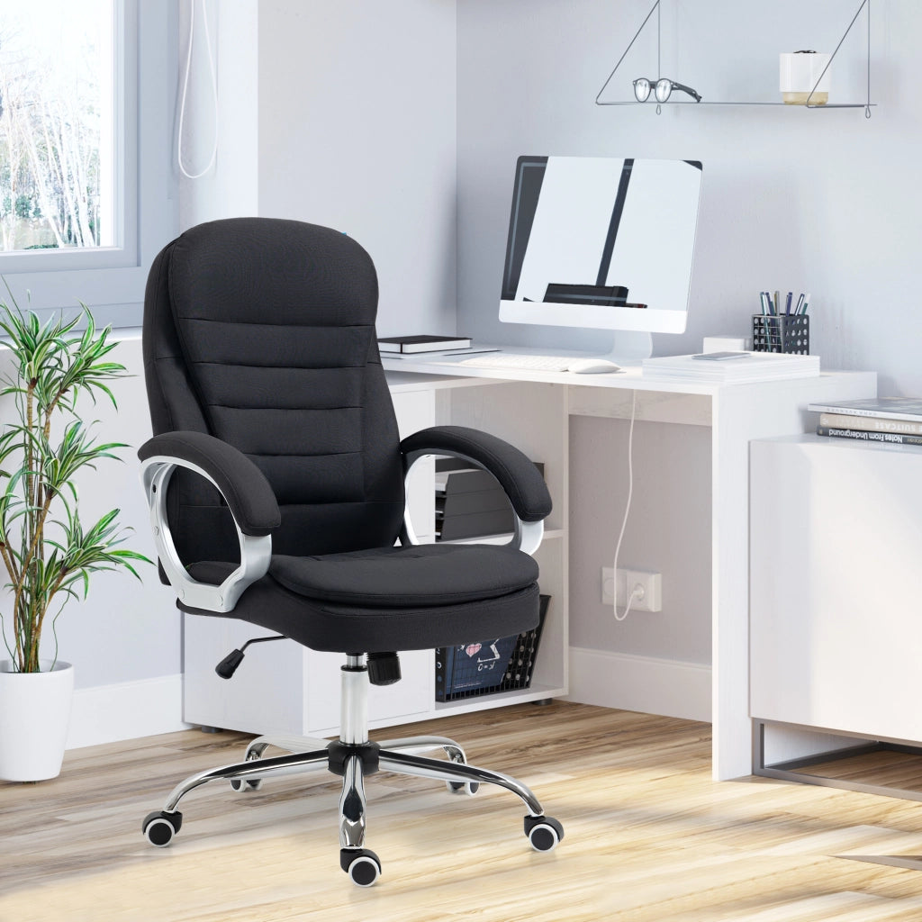 Sedia da ufficio ergonomica girevole 360¡ã ¨C Zephmum ¨C Nero tessuto 64x75x111-121 cm
