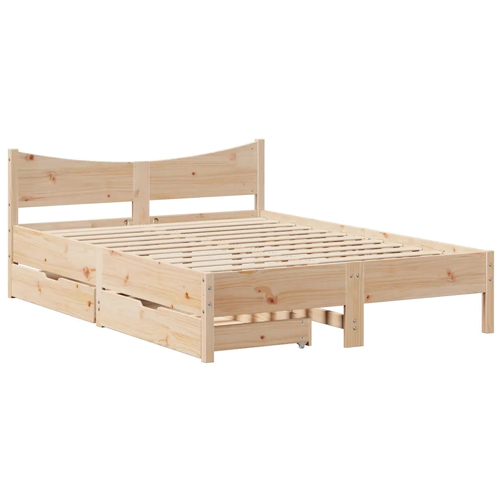 Giroletto con Cassetti 160x200 cm in Legno Massello di Pino