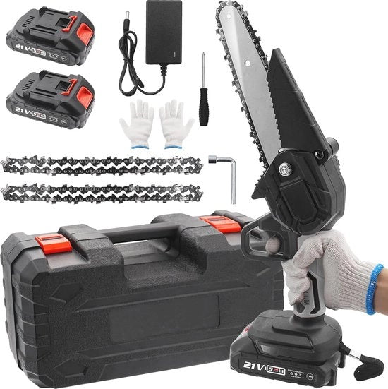 Zaag a catena compatta - Mini Zaag elettrica con 2 batterie e caratteristiche di sicurezza