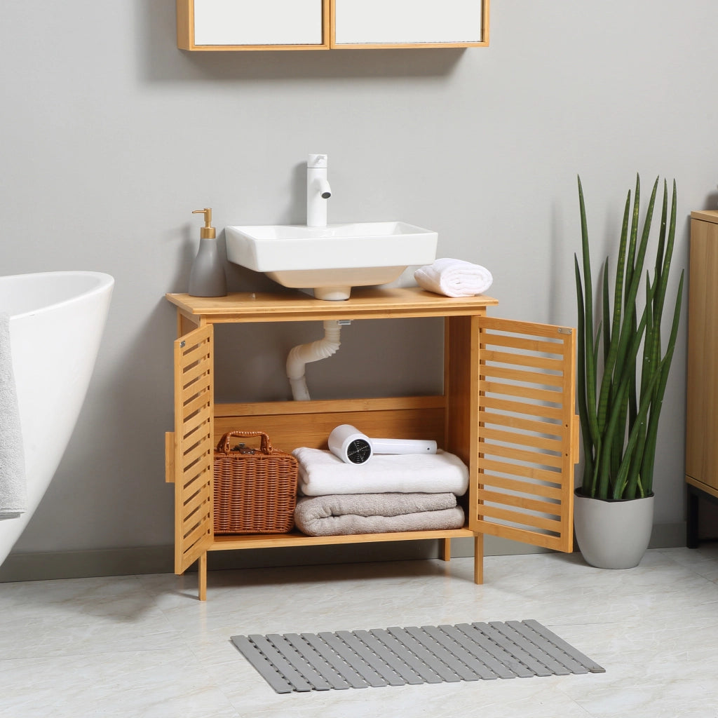 Mobiletto sottolavabo bagno 2 ante ¨C zephmum ¨C bamb¨´ 66x29x61,5 cm