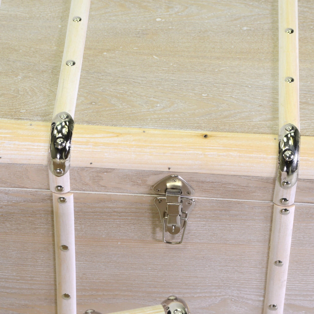 Set 3 Baule in legno sbiancato rettangolare