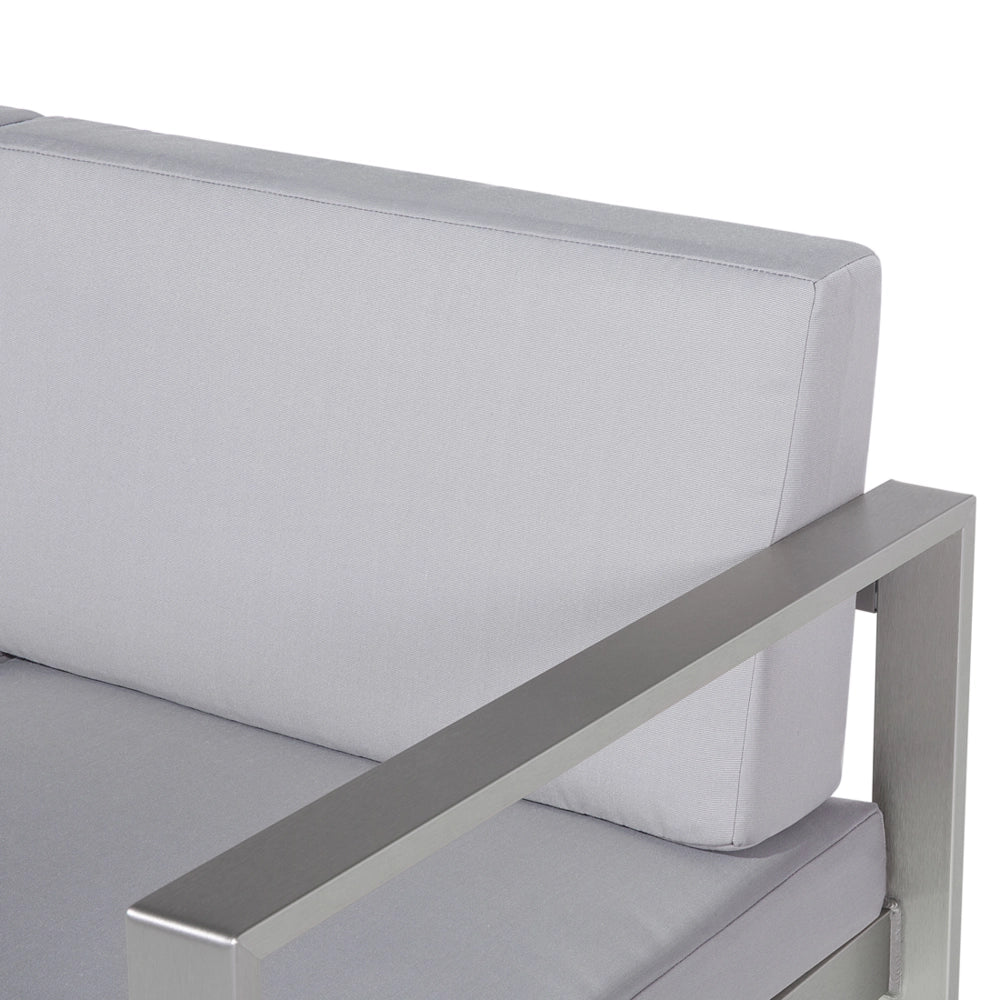 Divano da giardino con struttura in alluminio anodizzato grigio chiaro da esterno a 2 posti con cuscini
