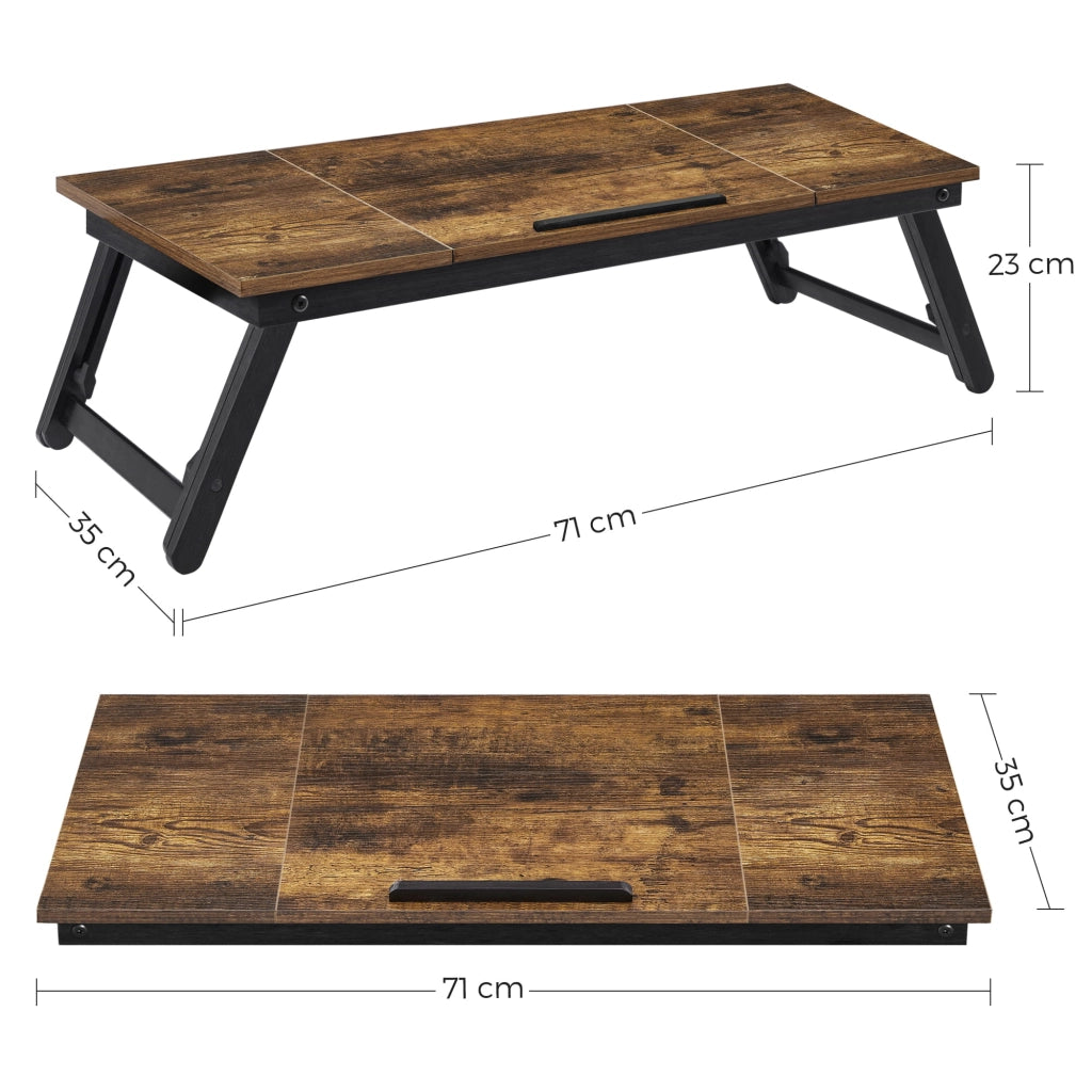 Tavolo pieghevole per laptop VALORA, marrone rustico, stile loft LLD110B01