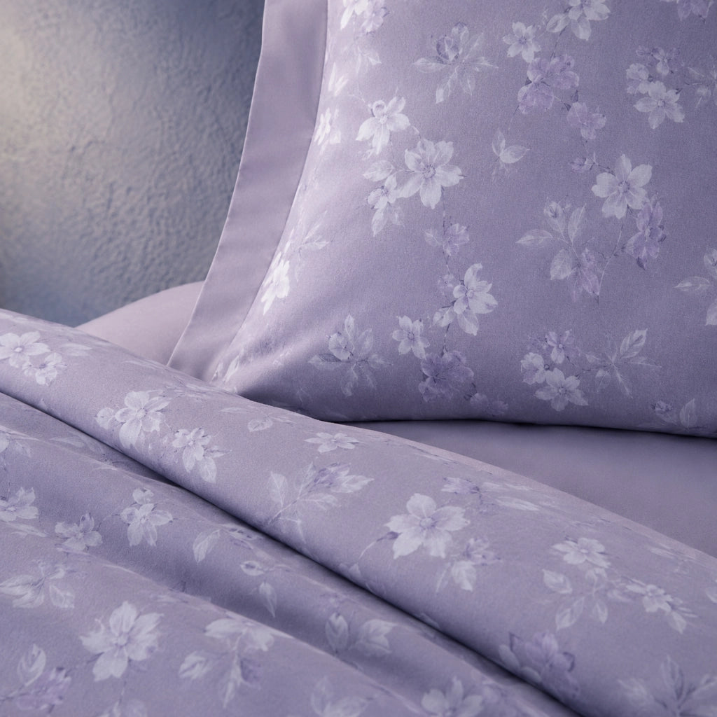 Rorome, set Completo Letto Matrimoniale in Percalle, Viola Lilla