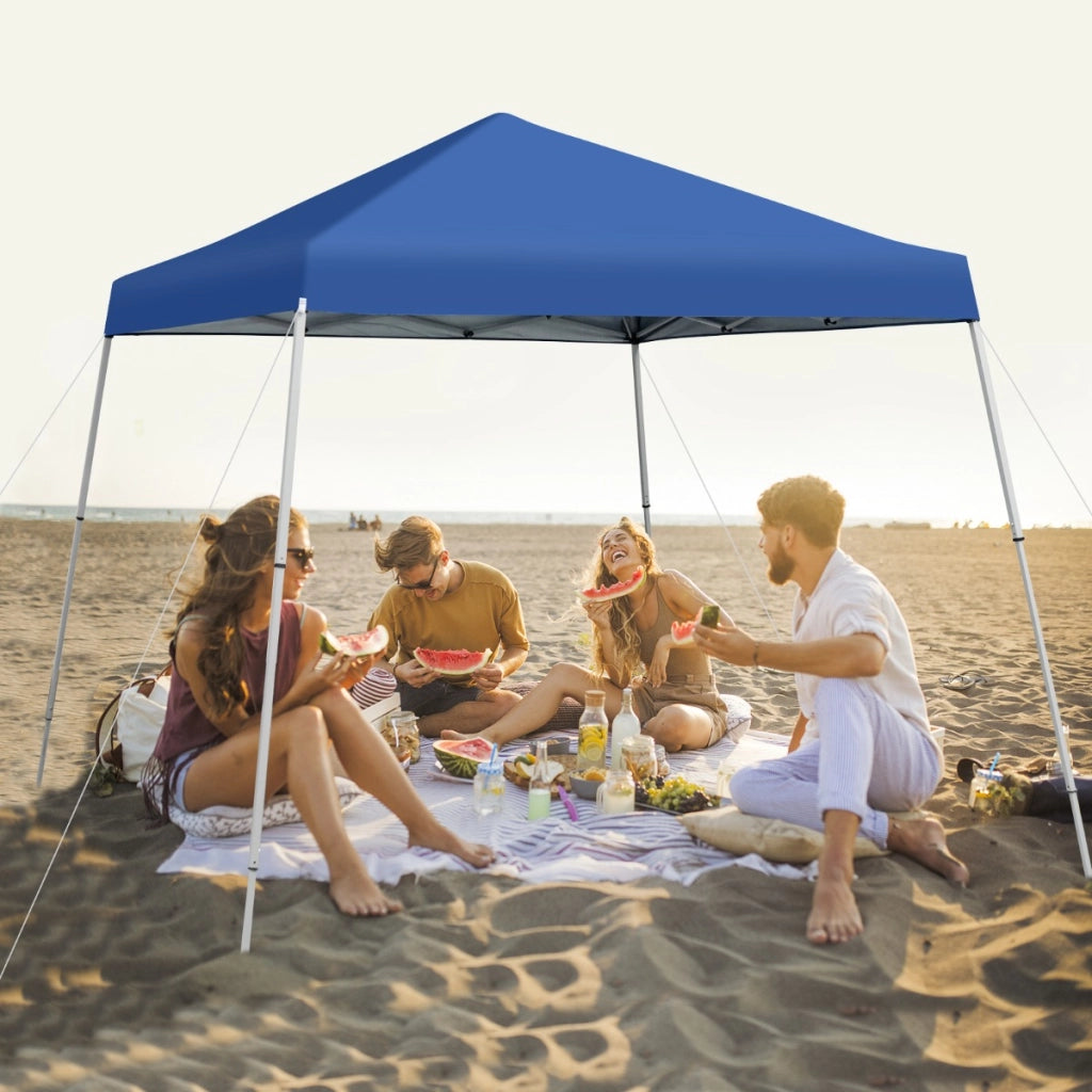 Tenda a baldacchino 3x3m con borsa di trasporto UPF50+ protezione solare, Riparo ombra da esterno Blu-Gazebo