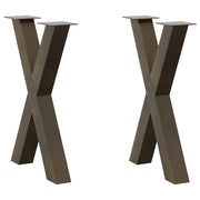 Gambe per tavolo da pranzo a forma di X 2 pz in acciaio naturale 60x(72-73) cm