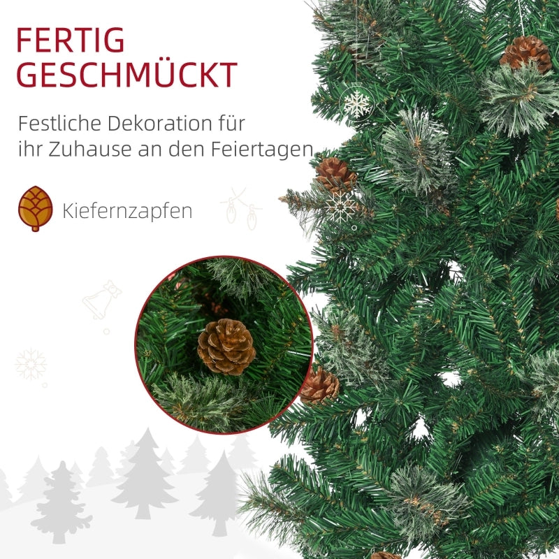 Albero di Natale artificiale, sottile, a forma di pigna, ignifugo, 54 x 195 cm, verde.