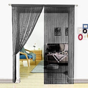 Tessuto decorativo a strisce - Corda a forma di spaghetti per tende - 1 pezzo - Nero - 200x200 cm