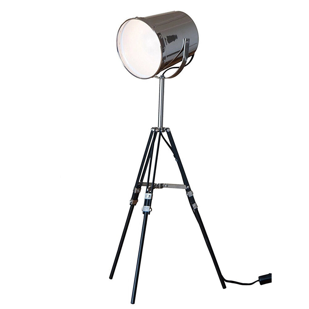 Lampada Da Tavolo Scrivania Teatro Con Treppiedi e Paralume In Ferro 64cm 25W
