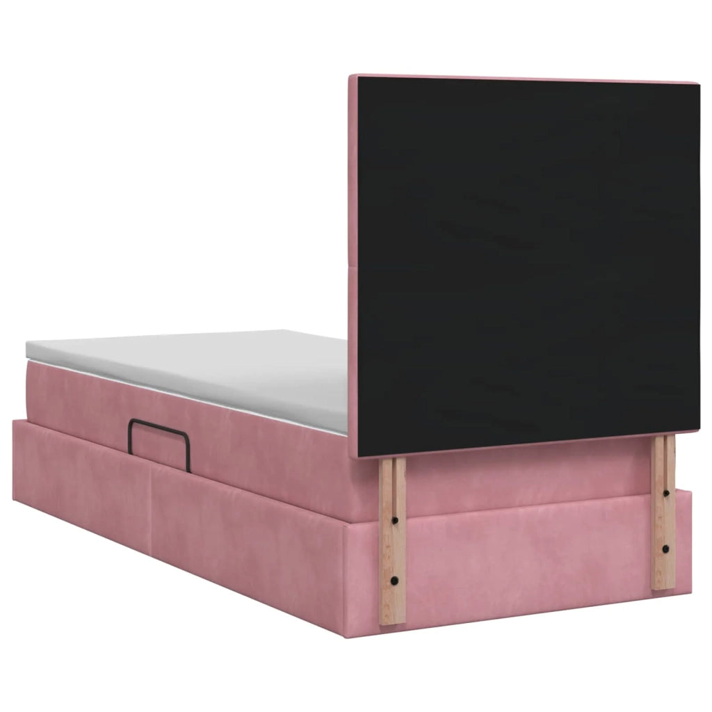 Letto con contenitore e materasso Rosa 90 x 190 cm Velluto 3459662
