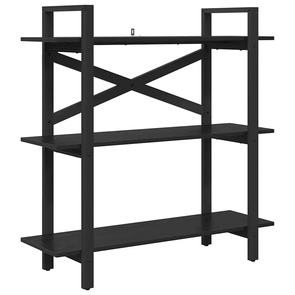 Libreria-Scaffale per Libri-Mobile di Stoccaggio Rovere Nero 100 x 33,5 x 102 cm Legno multistrato