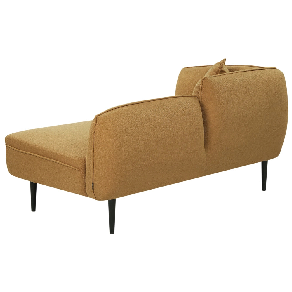 Chaise longue in tessuto bouclé giallo senape Gambe in metallo a sinistra con cuscino Design moderno