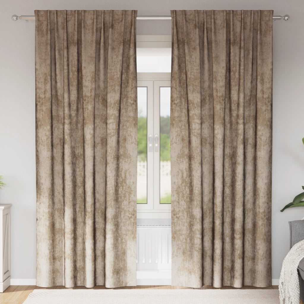 Tende in Velluto 2 pz con Occhielli Champagne 225x140 cm