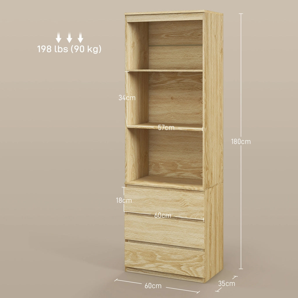 Libreria con cassetti ¨C zephmum ¨C legno effetto rovere 60x35x180 cm