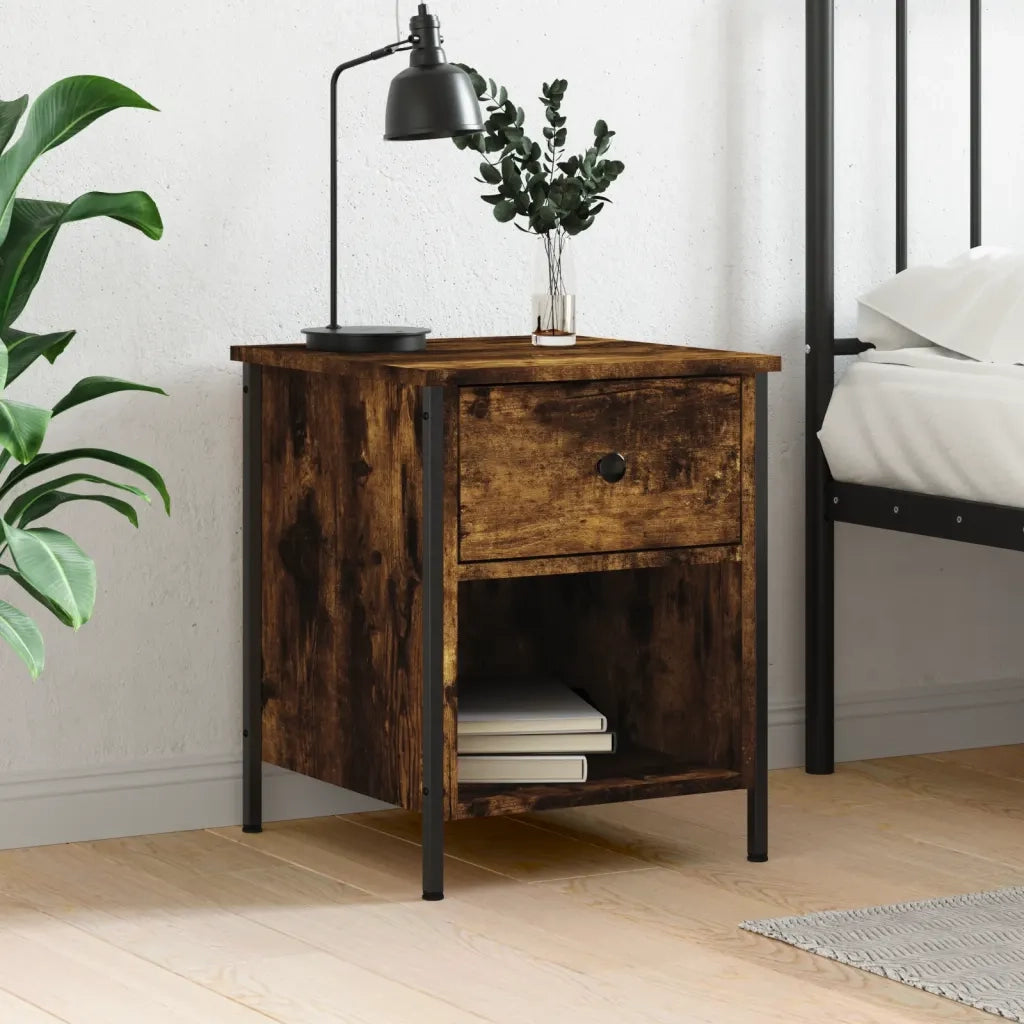 Comodino-Tavolino da notte Rovere Fumo 40x42x50 cm Legno Multistrato 107868