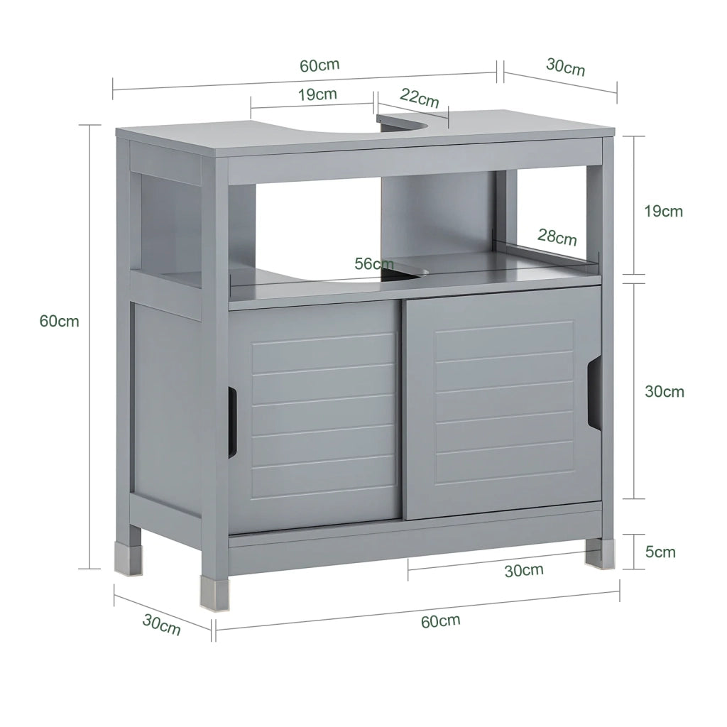 Mobile Sottolavabo Per Bagno Con Poggiapiedi FRG128-II-SG SoBuy