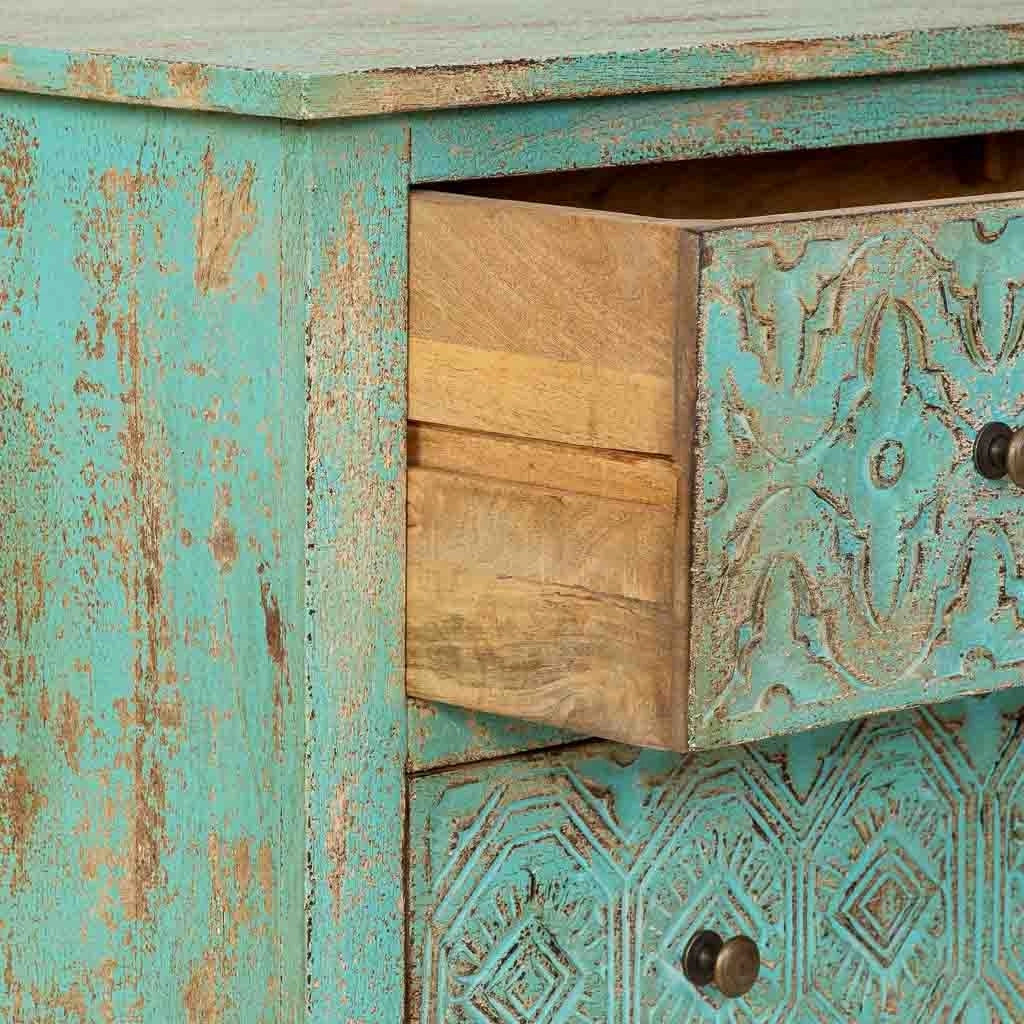 Cassettiera in legno verde, 81 x 40 x altezza 80 cm
