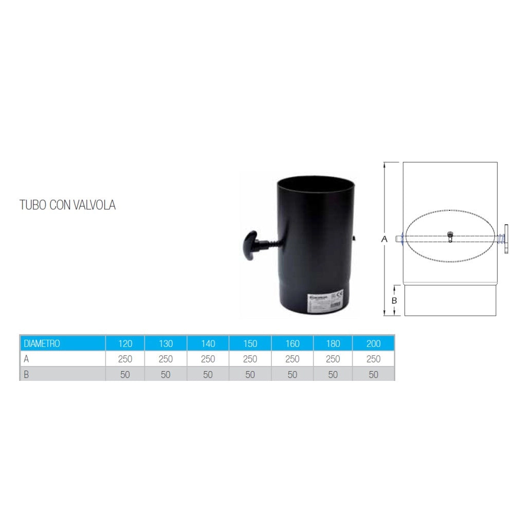 Manicotto con valvola da 140mm per stufa a legna