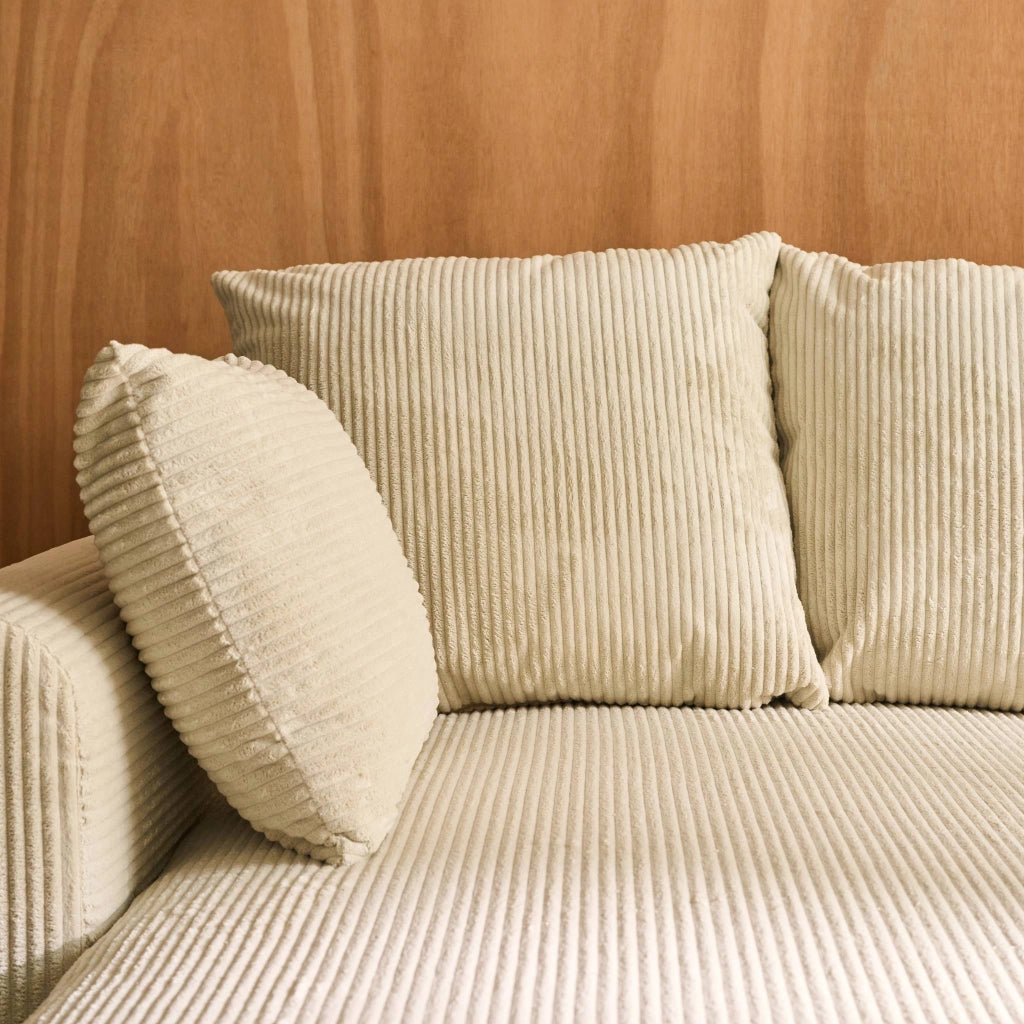 Divano letto angolare reversibile in velluto a coste, 3 posti, beige