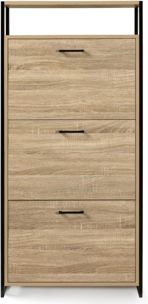 Scarpiera LUIS a 3 ante con ripiano superiore dal design industriale
