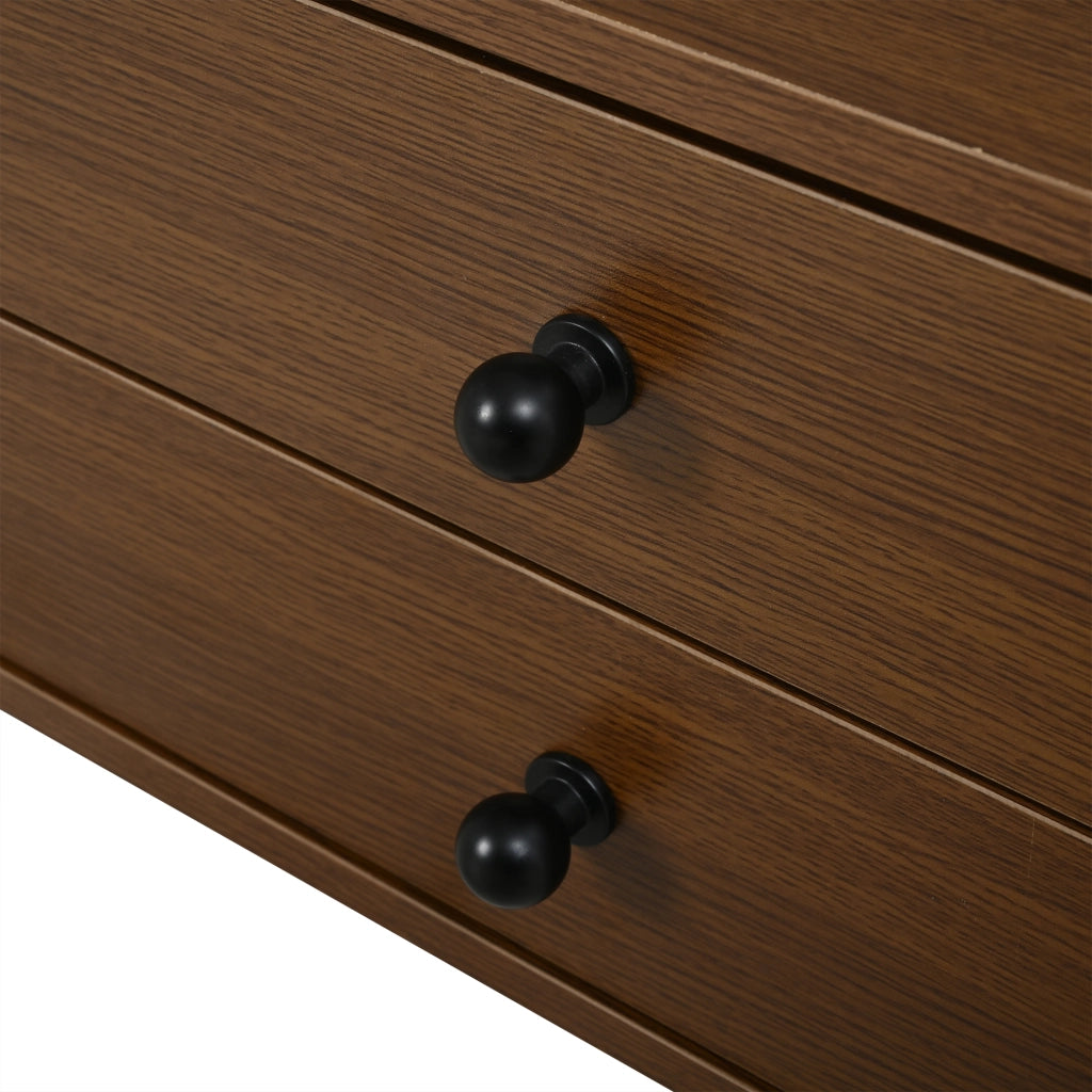 Tavolino basso con 2 cassetti e ante scorrevoli, in MDF con gambe in legno massello, noce 100 × 50 × 36 cm