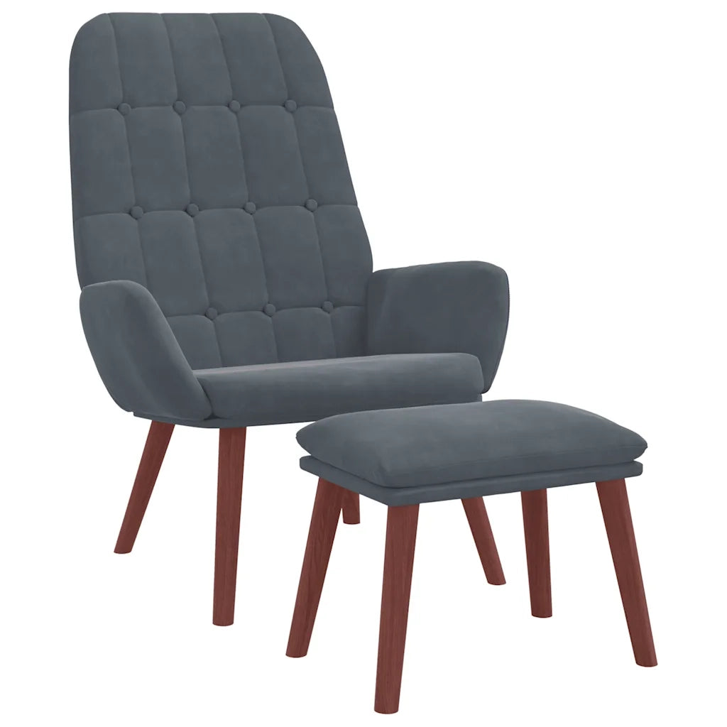 Poltrona Relax con Poggiapiedi Grigio Scuro in Velluto 3315139