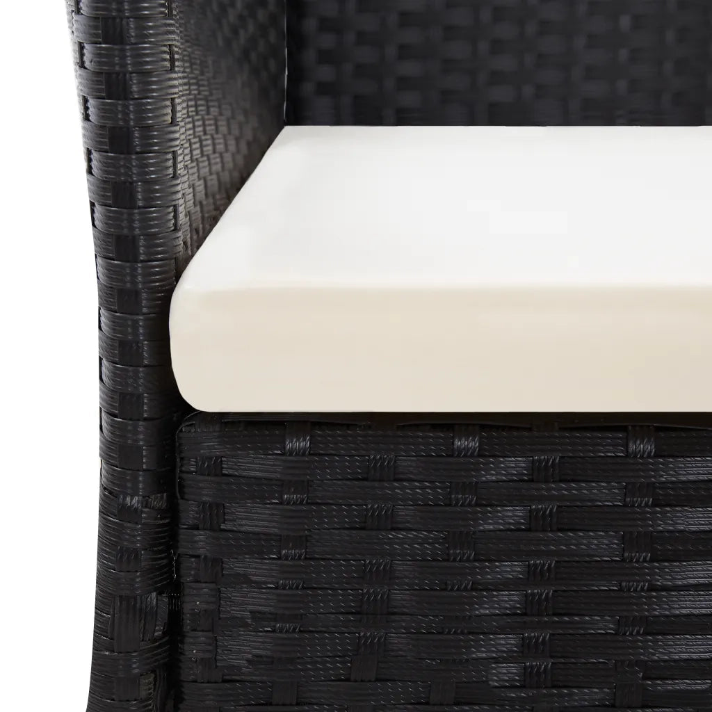 Set da Pranzo da Giardino 9 pz in Polyrattan e Acacia Nero cod mxl 55542