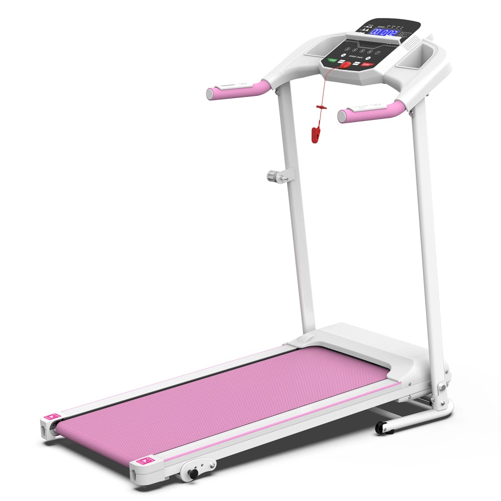 Tapis Roulant Compatto 123x64x119,5 cm Bianco Rosa con Motore 2,5 HP e Inclinazione