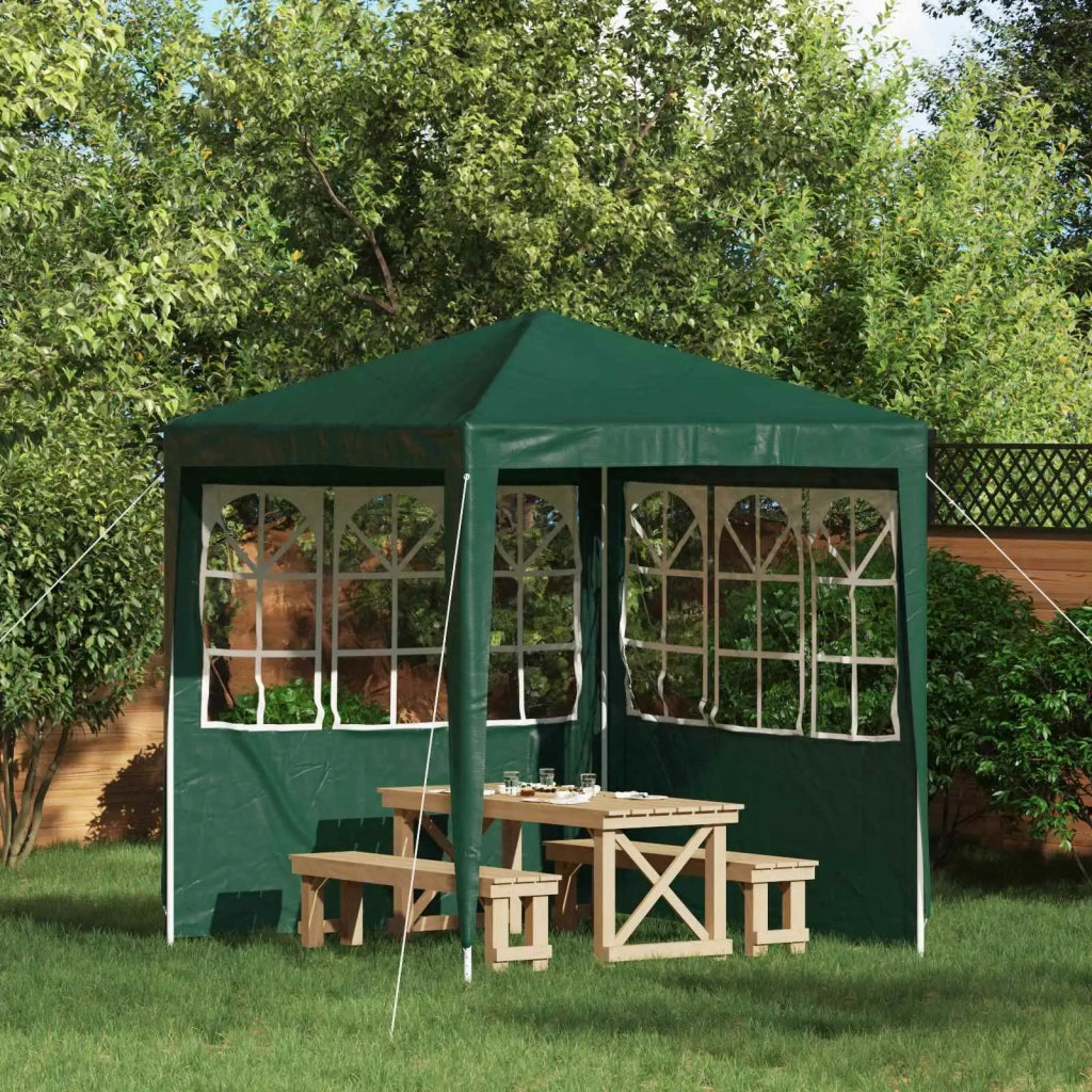 Parete per tenda da festa 2 pcs 200 x 195 cm Verde PE e Acciaio