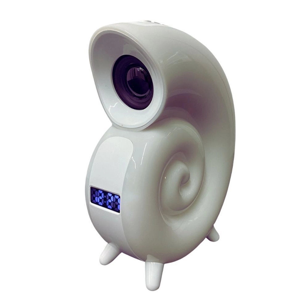 Trade Shop - Cassa Speaker Bluetooth Bt Lampada Led Rgb Conchiglia Con Orologio Display Sveglia -