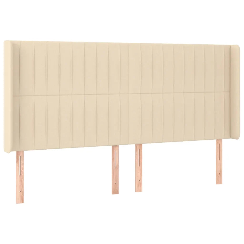 Letto a Molle con Materasso e LED Crema 160x200 cm in Tessuto