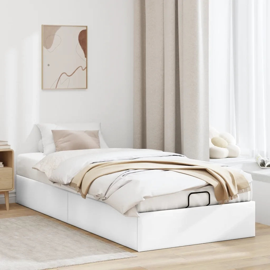 vidaXL Struttura Letto Pouf senza Materasso Bianco 90x200cm Similpelle