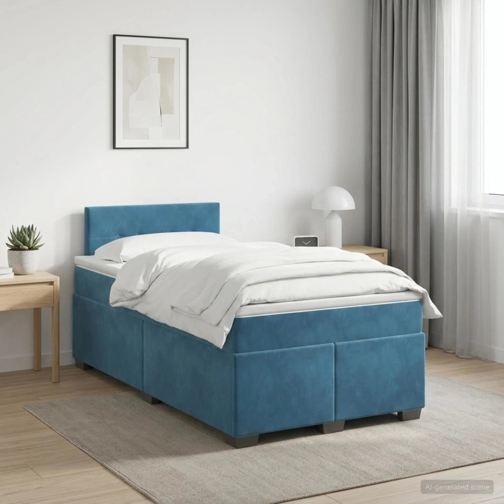 Letto box spring con materasso Blu 120 x 190 cm Velluto 3450678