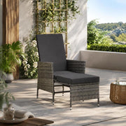 Garden Lounger With Cushions, Poly Rattan, Grey