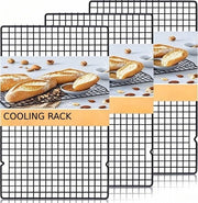 Set di raffreddamento per torte in acciaio inossidabile, nero, da 3 pezzi, dimensioni 40,5 cm * 25,5 cm, modello per torte, raffreddamento, griglia e asciugatura, resistente e salutare, compatibile con lavastoviglie, riutilizzabile