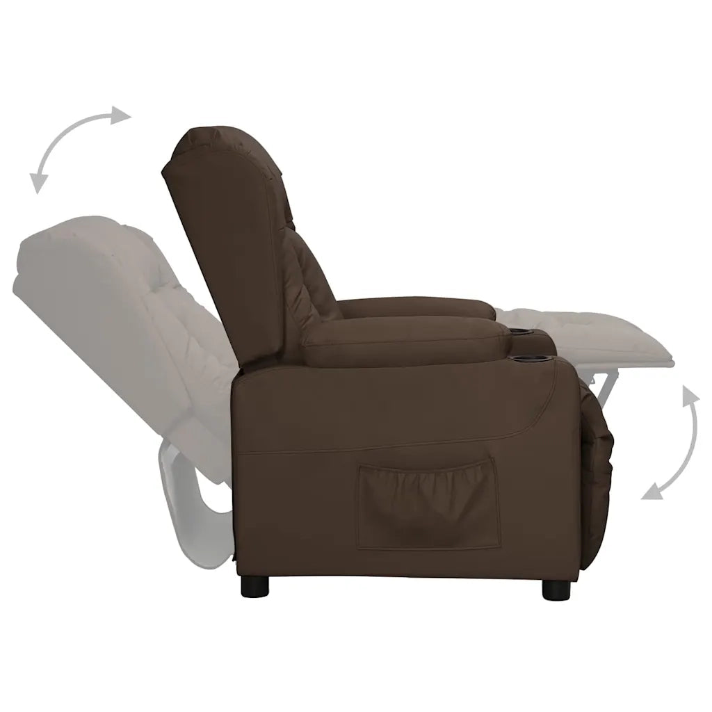 Divano Sedia-Poltrona Reclinabile Marrone in Similpelle 846999
