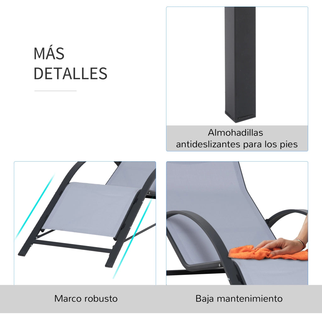 Set 2 Poltrone Relax con Tavolino ¨C zephmum ¨C Grigio, PolyRattan, 59x169x66 cm