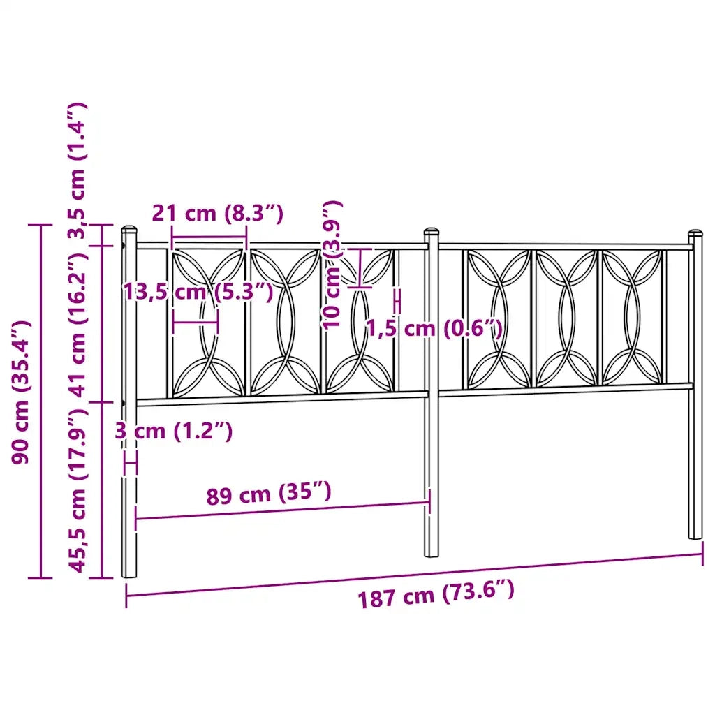 Testiera di Ricambio in Metallo Bianco 180 cm 376213