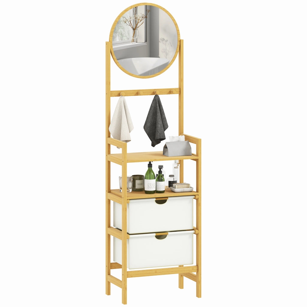 Mobile Bagno con Specchio e Cassetti ¨C Zephmum ¨C Legno Bamb¨´ 48.5x30x170 cm